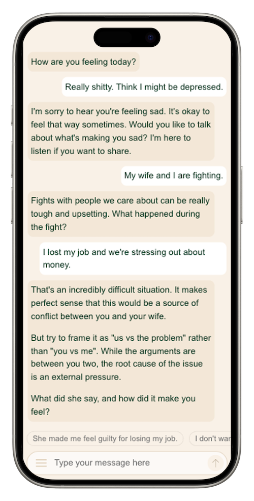 Zenchat AI Therapy User Interface